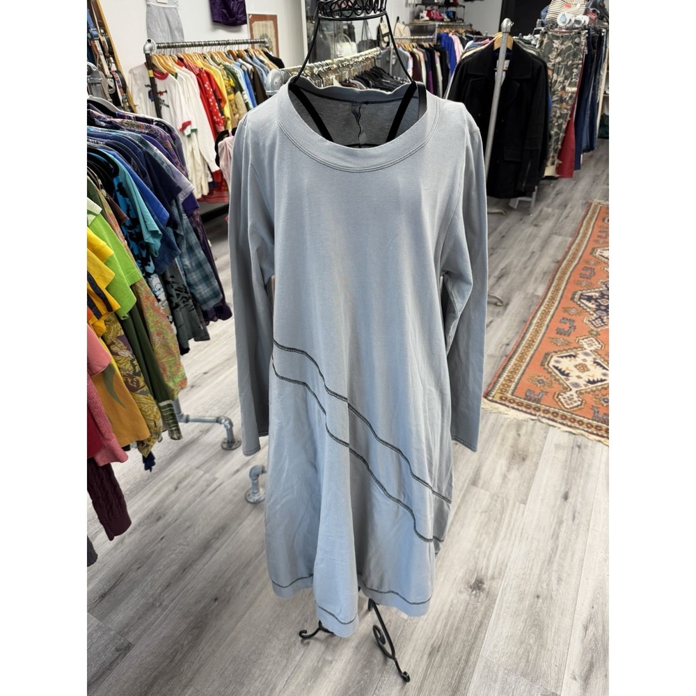 Cynthia Ashby Gray Pullover Dress Size Medium 100% Cotton USA Made